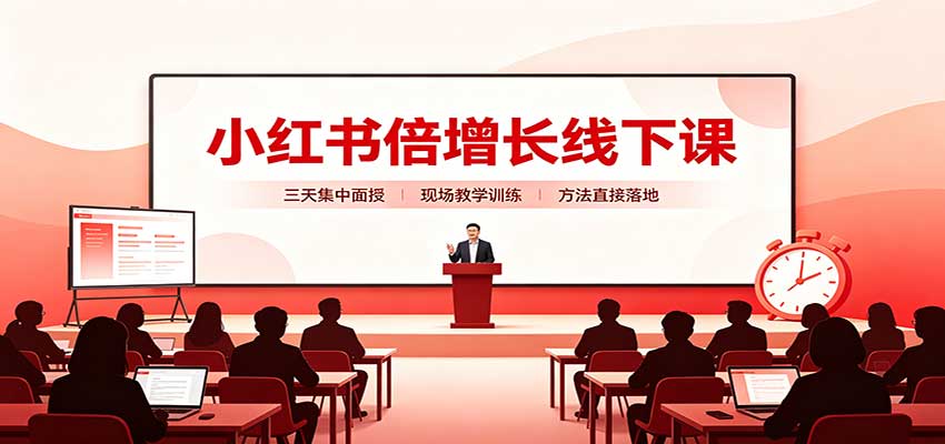 小红书倍增长线下课：三天集中面授，拆解选品、素材制作与起号全链路-冒泡网