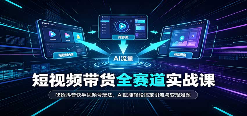 短视频带货全赛道：吃透抖音快手视频号玩法，AI赋能轻松搞定引流与变现难题-冒泡网