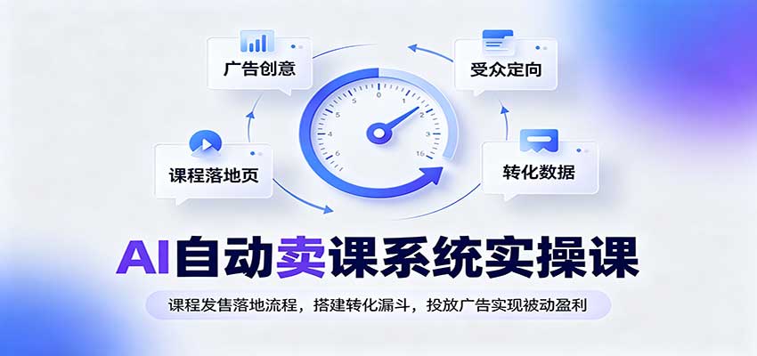 AI自动卖课系统实操课：课程发售落地流程，搭建转化漏斗，投放广告实现被动盈利-冒泡网