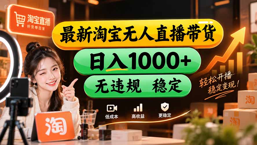 【新技术】淘宝无人直播，独家，日入2K+，无封号，可矩阵，长期稳定-冒泡网