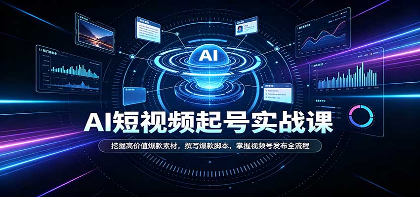 短视频AI起号实战课：挖掘高价值爆款素材，撰写爆款脚本，掌握视频号发布全流程-冒泡网