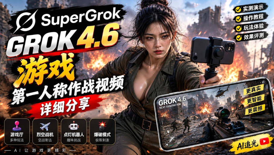 Grok 4.6也能做游戏？第一人称作战视频实测｜玩法详细讲解-冒泡网