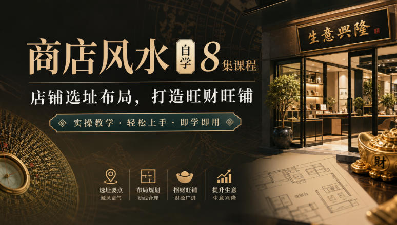 商店风水自学8集课程｜店铺选址布局，打造旺财旺铺实操教学-冒泡网