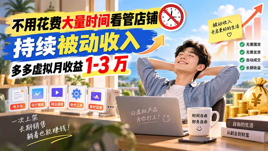 不用花费大量时间看管店铺，持续被动收入，多多虚拟月收益 1-3 万-冒泡网