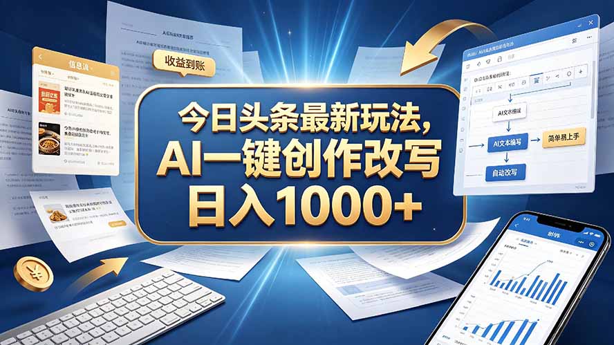 今日头条最新玩法，AI 一键创作改写，简单易上手，轻松日入 1000 +-冒泡网