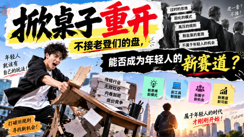 某公众号付费文章：掀桌子重开，不接老登们的盘，能否成为年轻人的新赛道？-冒泡网