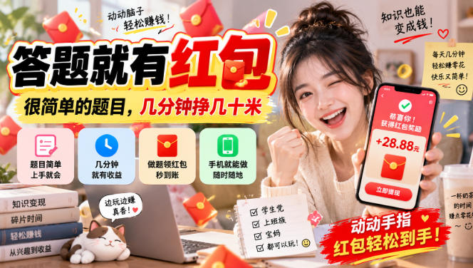 答题就有红包，很简单的题目，几分钟挣几十块，学生党上班族宝妈都可以玩【揭秘】-冒泡网