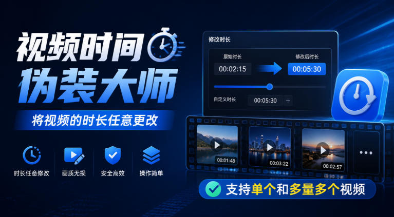 视频时间伪装大师，将视频的时长任意更改，支持单个和多量多个视频-冒泡网