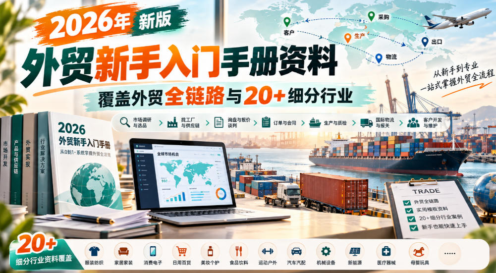 2026年新版外贸新手入门手册资料，覆盖外贸全链路与20+细分行业-冒泡网
