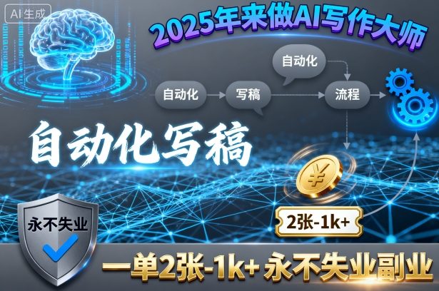 2025年来做AI写作大师，自动化写稿，一单2张-1k+，永不失业副业-冒泡网