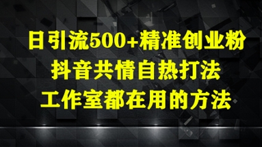 日引流500+精准创业粉，抖音共情自热打法，工作室都在用的方法-冒泡网