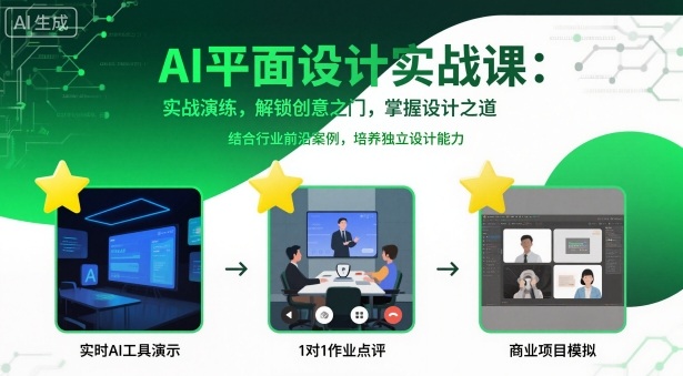 AI平面设计实战课，实战演练，解锁创意之门，掌握设计之道-冒泡网