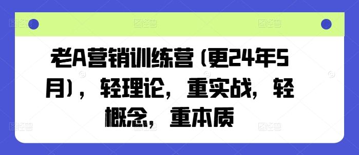 老A营销训练营(更24年12月)，轻理论，重实战，轻概念，重本质-冒泡网