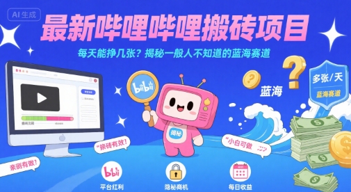 最新哔哩哔哩上B站搬砖项目，每天能挣几张？揭秘一般人不知道的蓝海赛道-冒泡网