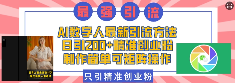 AI数字人最新引流方法，日引200+精准创业粉，制作简单可矩阵操作-冒泡网