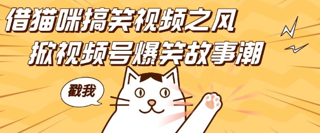 借猫咪搞笑视频之风，掀视频号爆笑故事潮，轻松日入四位数，无门槛快速入门!-冒泡网