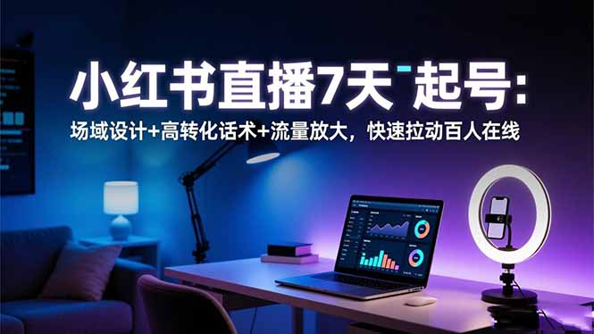 小红书直播7天起号：场域设计+高转化话术+流量放大，快速拉动百人在线-冒泡网