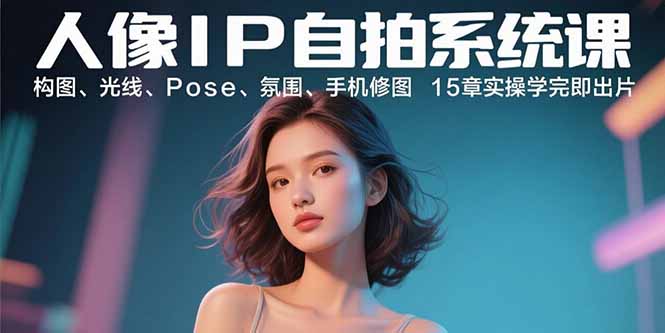 人像IP自拍系统课：构图、光线、Pose、氛围、手机修图 15章实操学完即出片-冒泡网