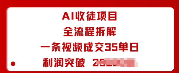 AI收徒项目全流程拆解一条视频成交35单日利润突破1k+-冒泡网