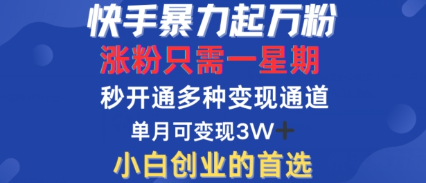 快手暴力起万粉，涨粉只需一星期，多种变现模式，直接秒开万合，单月变现过W【揭秘】-冒泡网