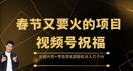 春节又要火的项目视频号祝福，分成计划+带货双收益，轻松月入几个W【揭秘】-冒泡网
