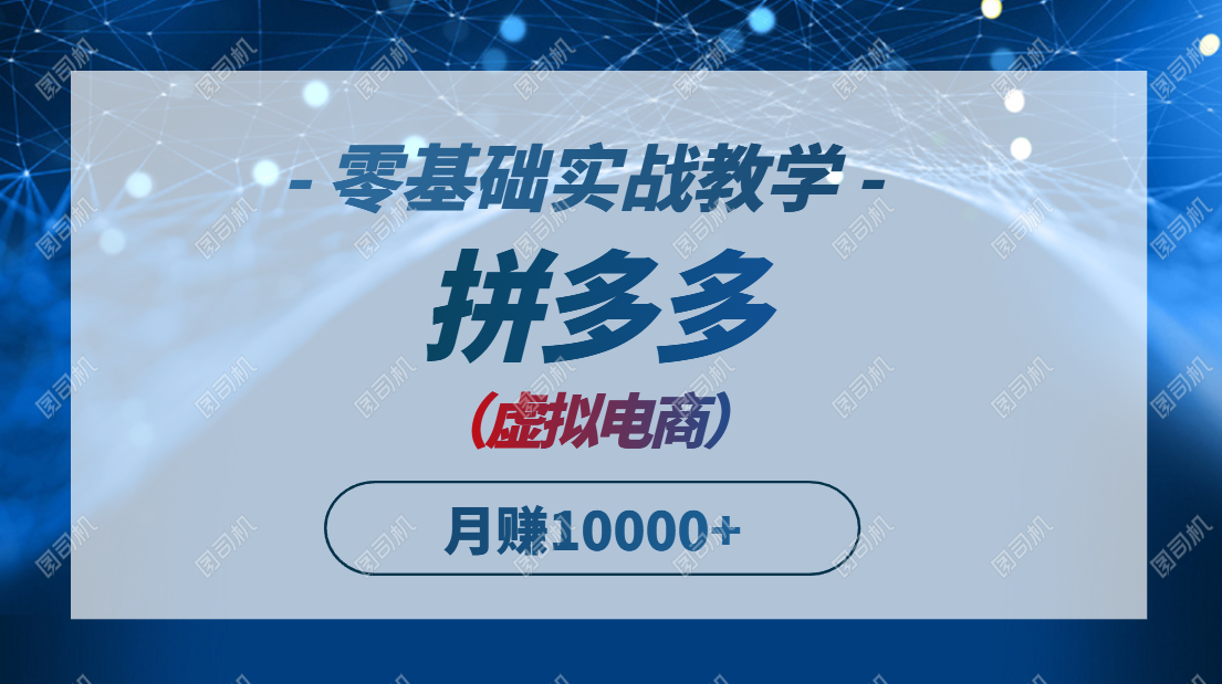 拼多多虚拟电商，零基础实战教学，快速打爆商品，新手也能月入10000+-冒泡网