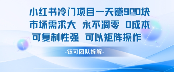 小红书冷门项目一天收益9张，市场需求大，0成本，可复制性强可以矩阵操作-冒泡网