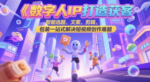 数字人IP打造获客变现实操课，智能选题、文案、剪辑、包装一站式解决短视频创作难题-冒泡网