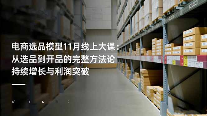 电商选品模型11月线上大课：从选品到开品的完整方法论 持续增长与利润突破-冒泡网