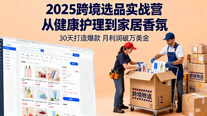 2025跨境选品实战营：从健康护理到家居香氛，30天打造爆款,月利润破万美金-冒泡网