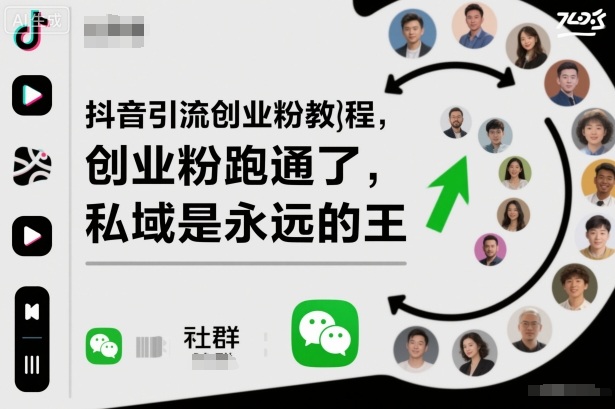 抖音引流创业粉教程，创业粉终于跑通了，私域是永远的王-冒泡网