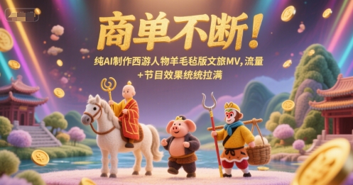 商单不断！纯AI制作西游人物羊毛毡版文旅MV，流量+节目效果统统拉满-冒泡网