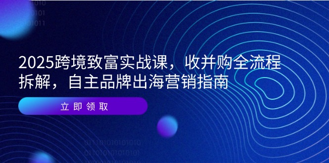 2025跨境致富实战课，收并购全流程拆解，自主品牌出海营销指南-冒泡网