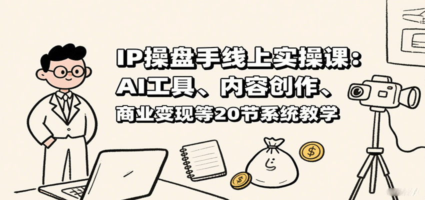 IP操盘手线上实操课：AI工具、内容创作、商业变现等20节系统教学-冒泡网