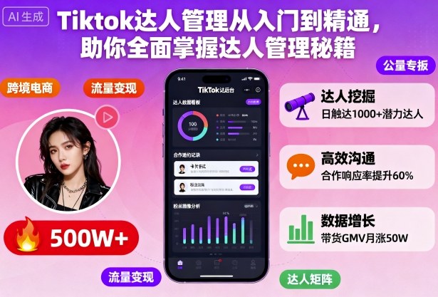 Tiktok达人管理从入门到精通，助你全面掌握达人管理秘籍-冒泡网