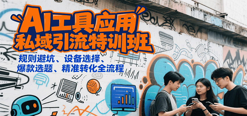 AI工具应用私域引流特训班，规则避坑、设备选择、爆款选题、精准转化全流程-冒泡网