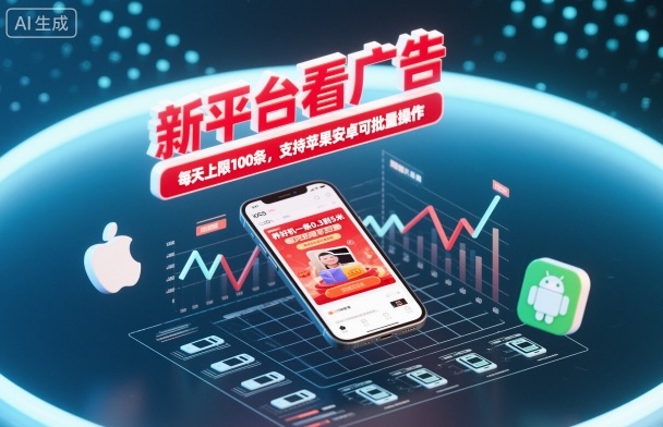 新平台看广告，养好机一条0.3到5米，每天上限100条，支持苹果安卓可批量操作-冒泡网