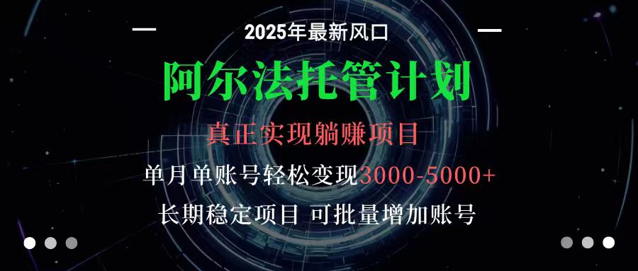阿尔法托管计划 单账号月入3000-5000，长期稳定项目，新手小白轻松上手-冒泡网