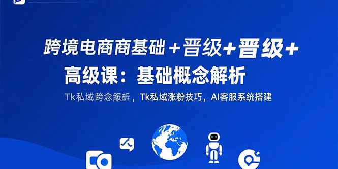 跨境电商基础+晋级+高级课：基础概念解析,Tk私域涨粉技巧,AI客服系统搭建-冒泡网