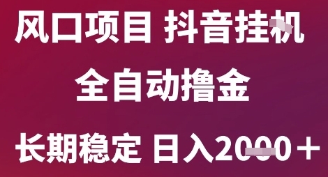 风口项目，六月最新玩法抖音无人挂G，全自动撸金，长期稳定 日入2k+【揭秘】-冒泡网