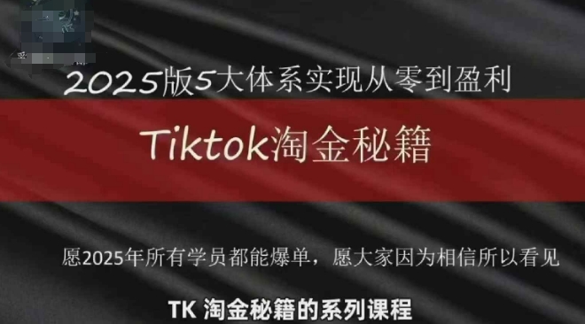 TikTok跨境2025淘金秘籍，​2025TikTok从0到盈利变现-冒泡网