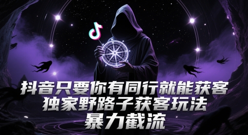 抖音只要你有同行就能获客，独家野路子获客玩法，暴力截流【揭秘】-冒泡网