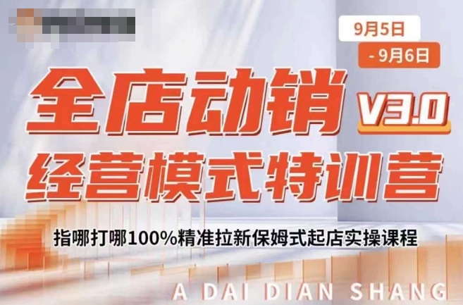 全店动销经营模式特训营，指哪打哪100%精准拉新保姆式起店实操课程-冒泡网
