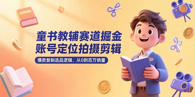 童书教辅赛道掘金，账号定位拍摄剪辑，爆款复制选品逻辑，从0到百万销量-冒泡网