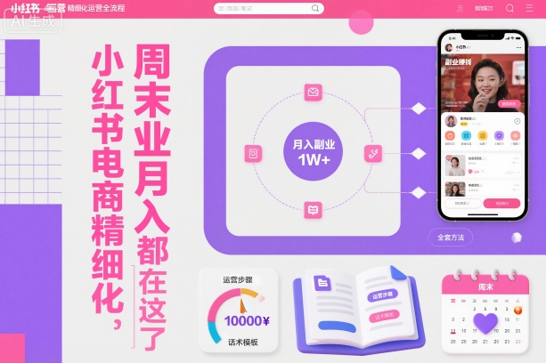 小红书电商精细化运营全流程，周末副业月入1W+，全套方法都在这了-冒泡网