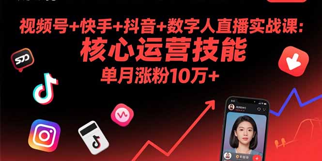 视频号+快手+抖音+数字人直播实战课(9月-冒泡网