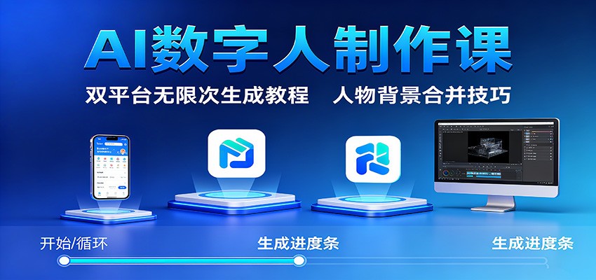 AI数字人制作课：双平台无限次生成教程，人物背景合并技巧-冒泡网