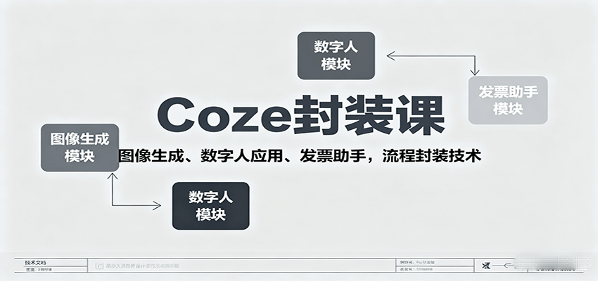 Coze封装课，图像生成、数字人应用、发票助手，流程封装技术-冒泡网