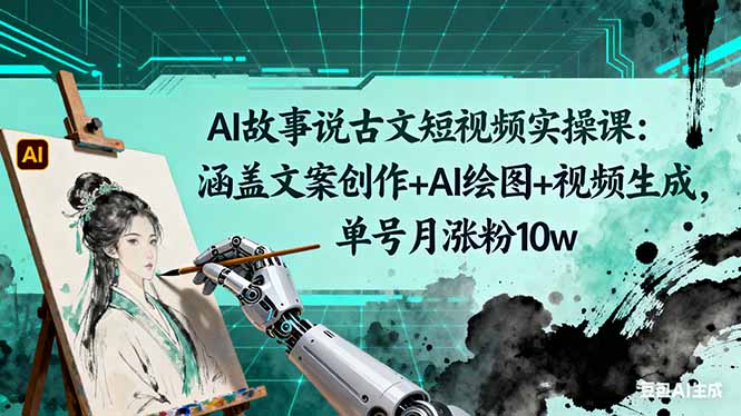 AI故事说古文短视频实操课：涵盖文案创作+AI绘图+视频生成，单号月涨粉10w-冒泡网