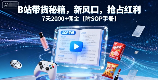 B站带货秘籍，新风口，抢占红利，7天2k+佣金【附SOP手册】-冒泡网